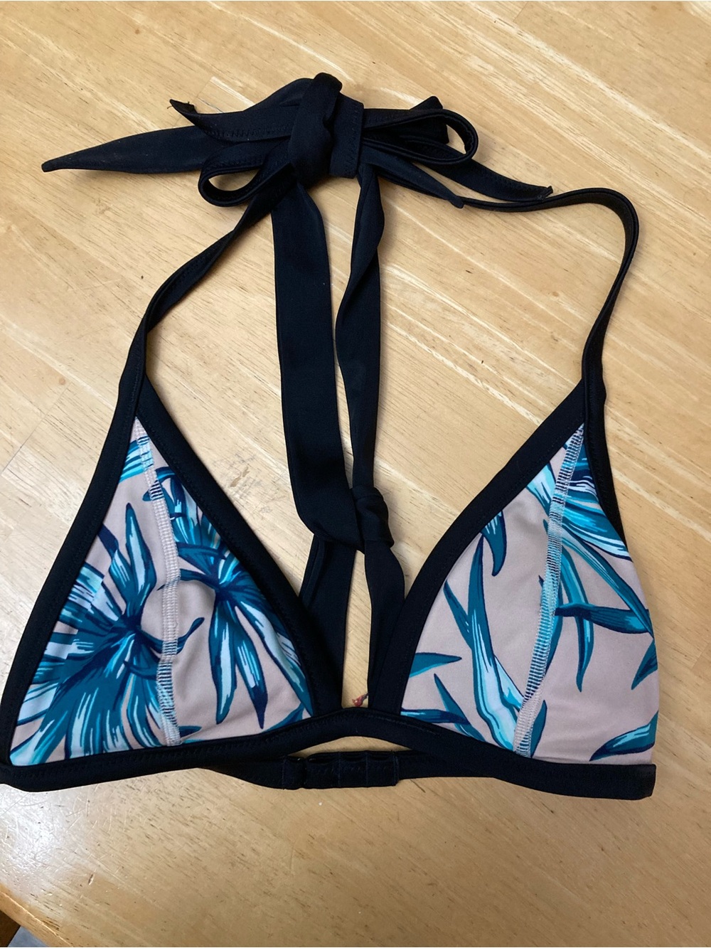Victoria's Secret Teal & Black Tropical Triangle Bikini Top